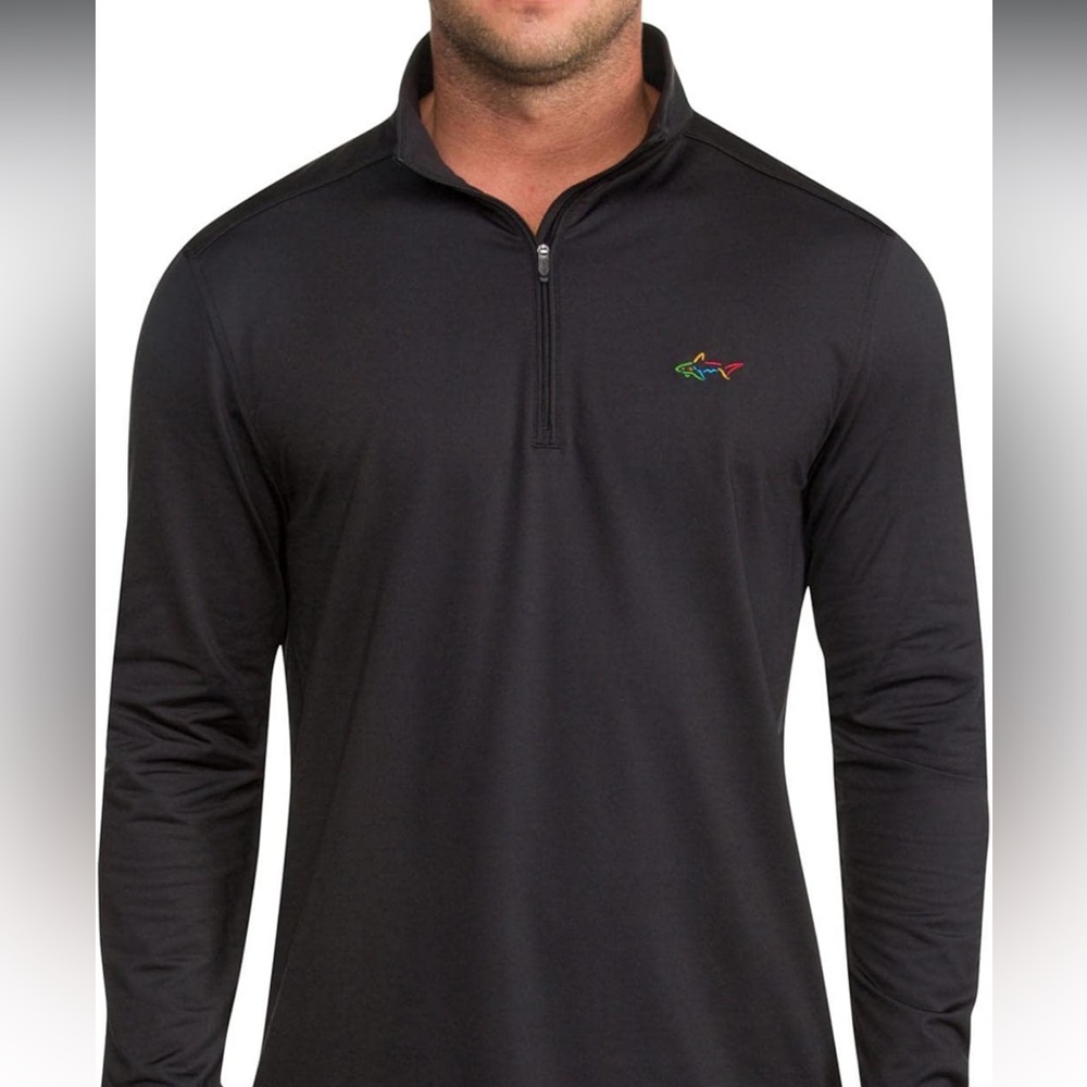 Men's Black Long Sleeve Greg Norman Performance Quarter Zip Shirt